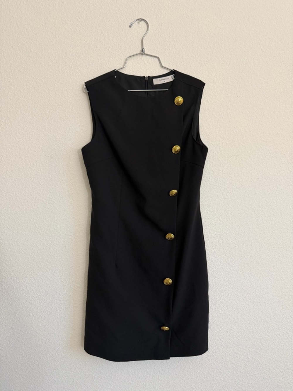 *SOLD* Commense Classic Black Sleeveless Dress with Gold Buttons Size M